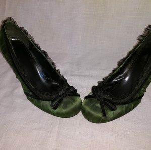Green Funtasma "Dainty"  lace pleated high pump
